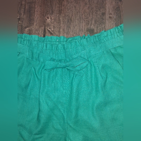 Crowned Free Linen Blend Kelly Green Elastic Waist NWT Paper Bag Waist XL - Picture 2 of 7